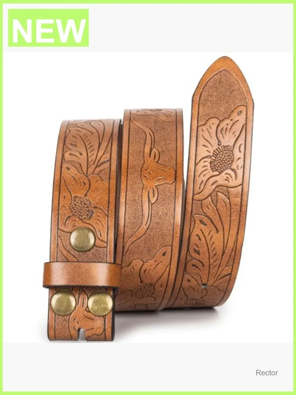 Vintage Western Belt Strap without Buckle Cowboy PU Leather 1-1/2
